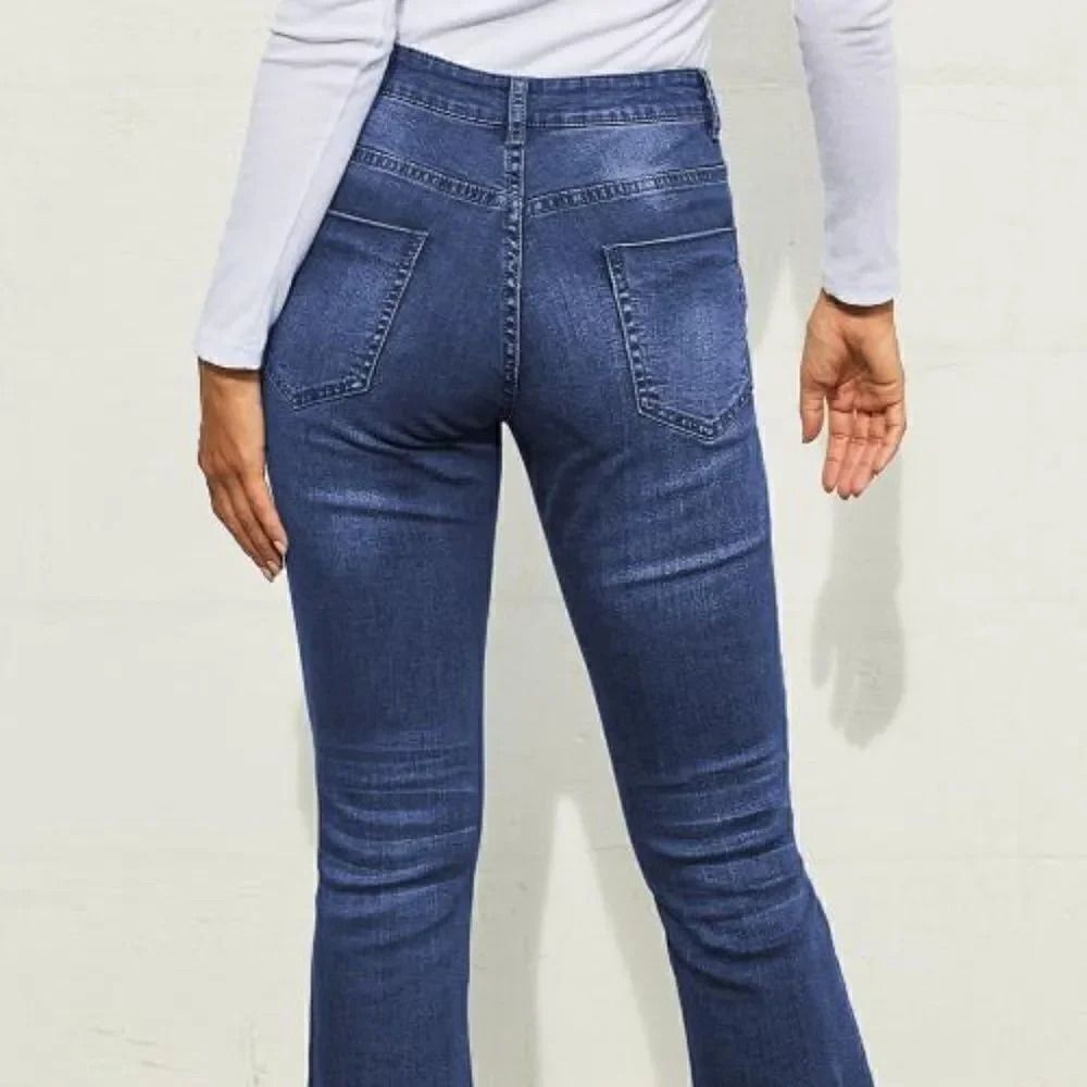Groupie Ripped Knee Flare Jeans Dark Wash Size 26 - Picture 11 of 14